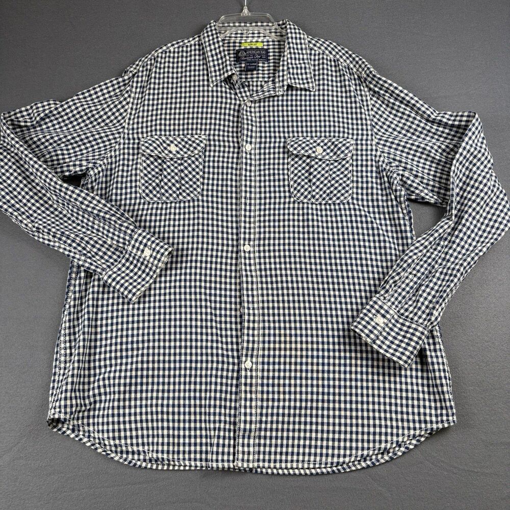 American Rag Men’s XXL 2XL Plaid Button Slim Fit Shirt 100% Cotton